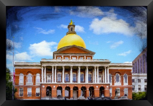 Oil Boston State House Framed Print by Darryl Brooks