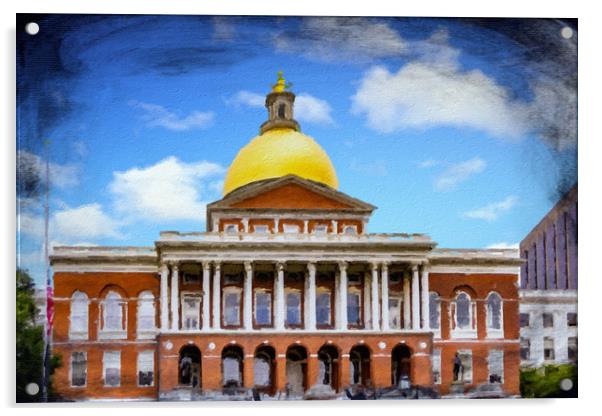 Oil Boston State House Acrylic by Darryl Brooks
