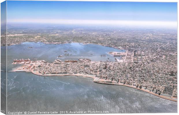 Aerial View of Montevideo from Window Plane Canvas Print by Daniel Ferreira-Leite