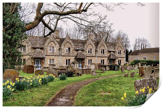 St Marys Alms Houses, Witney Print by Karen Martin