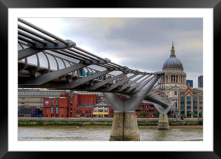 Millennium Bridge and St Pauls Framed Mounted Print by Karen Martin