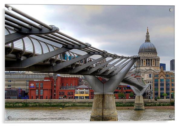 Millennium Bridge and St Pauls Acrylic by Karen Martin