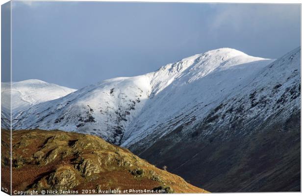 Fells above Troutbeck in Winter Lake District Canvas Print by Nick Jenkins