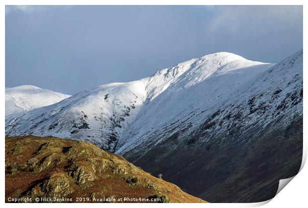 Fells above Troutbeck in Winter Lake District Print by Nick Jenkins