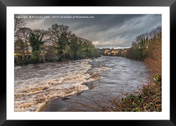 River Tees in Flood at Barnard Castle, Teesdale Framed Mounted Print by Richard Laidler