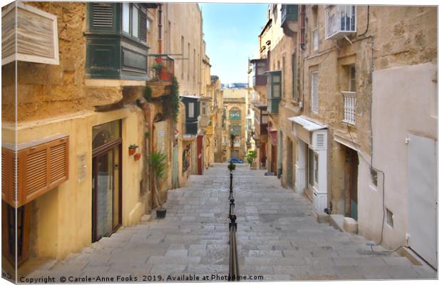 Old Street, Valletta, Malta  Canvas Print by Carole-Anne Fooks