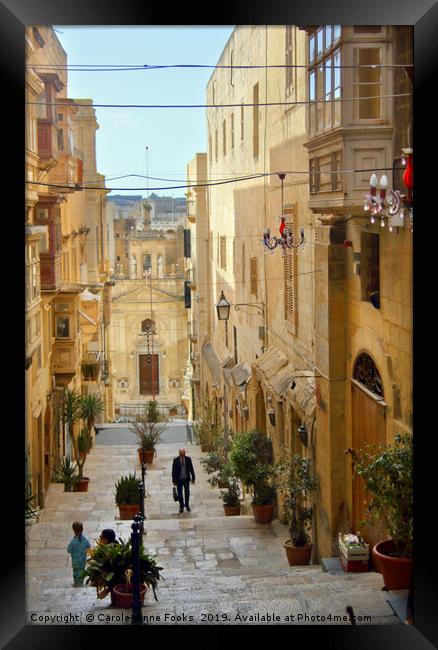 Old Street, Valletta, Malta  Framed Print by Carole-Anne Fooks