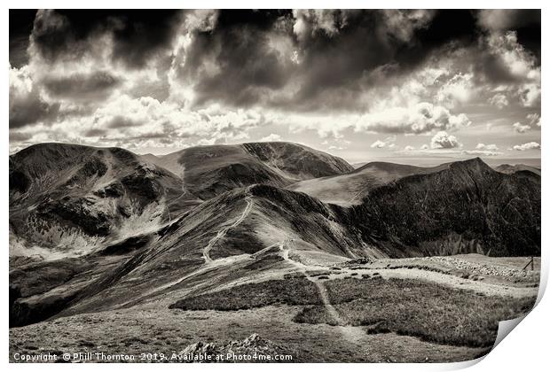 Dramatic view from the top of Grisedale Pike Print by Phill Thornton