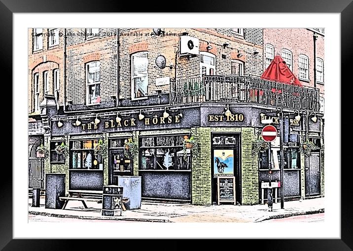 The Black Horse Pub, Leman St, London E1 Framed Mounted Print by John Chapman