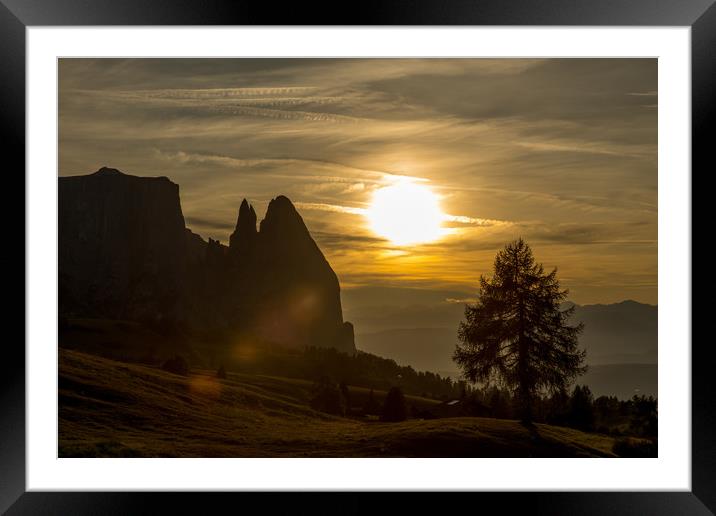 Sunset @ Alpe di Siusi Framed Mounted Print by Thomas Schaeffer