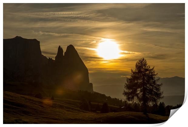 Sunset @ Alpe di Siusi Print by Thomas Schaeffer