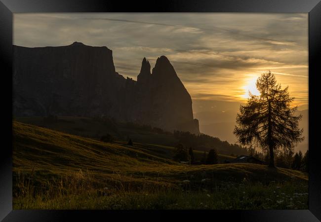 Sunset @ Alpe di Siusi Framed Print by Thomas Schaeffer