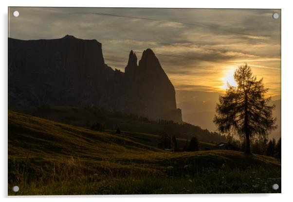 Sunset @ Alpe di Siusi Acrylic by Thomas Schaeffer