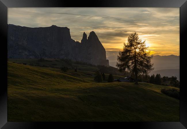 Sunset @ Alpe di Siusi Framed Print by Thomas Schaeffer