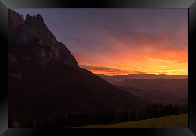 Sunset @ Alpe di Siusi Framed Print by Thomas Schaeffer