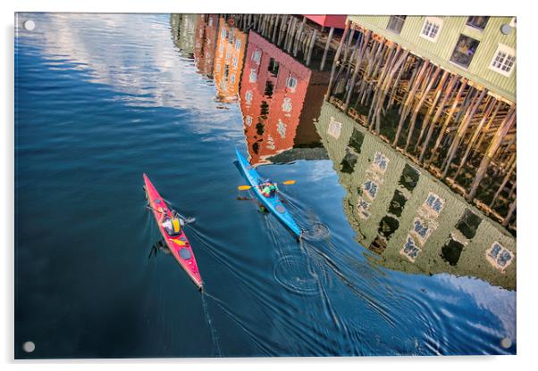 Kayaks Acrylic by Mary Lane
