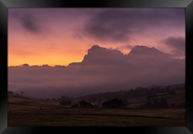 Sunrise @ Alpe di Siusi Framed Print by Thomas Schaeffer