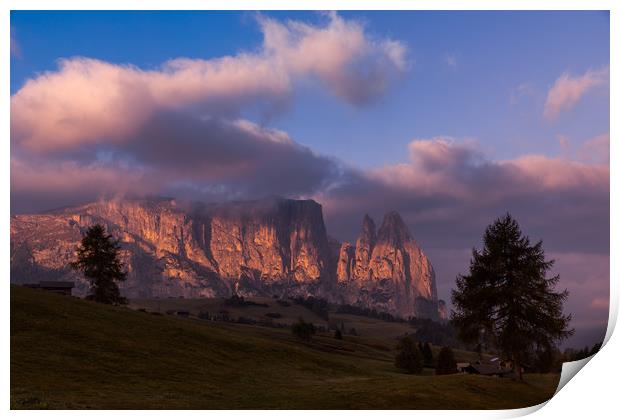 Sunrise @ Alpe di Siusi Print by Thomas Schaeffer