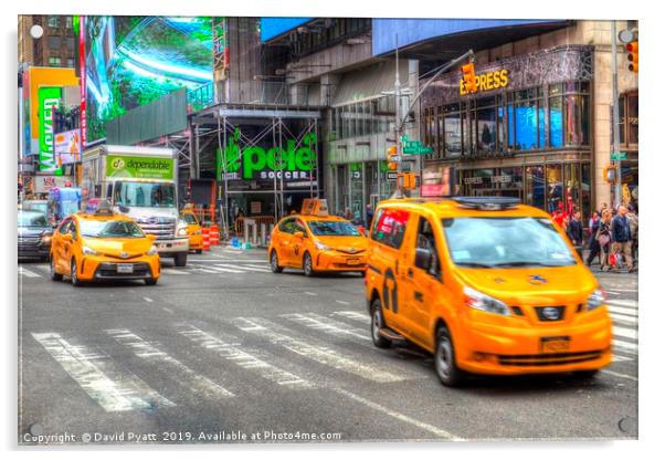 New York Taxis  Acrylic by David Pyatt