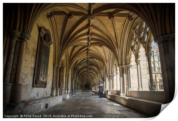Norwich Cathedral Cloisters Print by Philip Pound