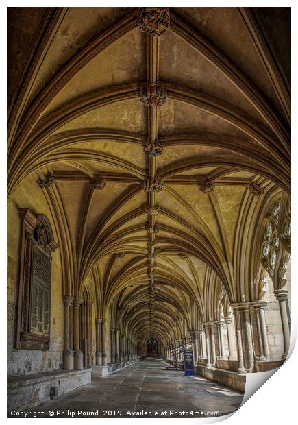 Cloisters at Norwich Cathedral  Print by Philip Pound