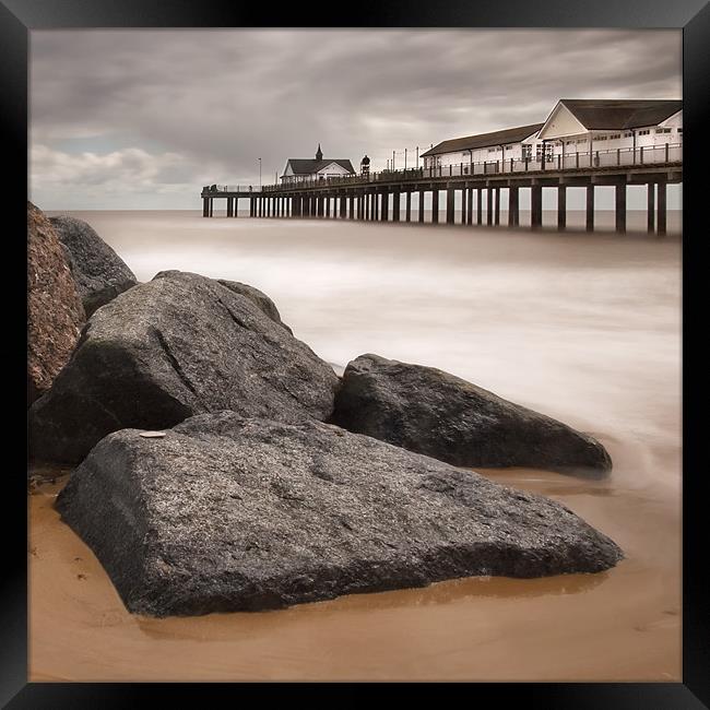Southwold beach and Pier, Suffolk Framed Print by Dave Turner