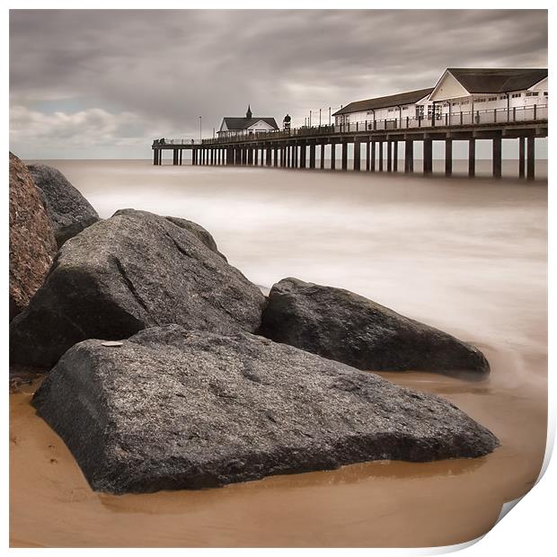 Southwold beach and Pier, Suffolk Print by Dave Turner