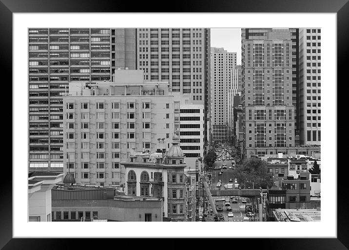 San Francisco Downtown Framed Mounted Print by Dave Livsey