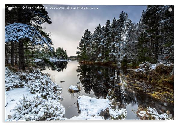 Loch Gamhna Winter Acrylic by Reg K Atkinson