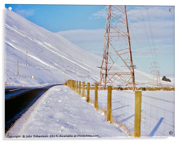 Snow scene, Scotland Acrylic by John Robertson