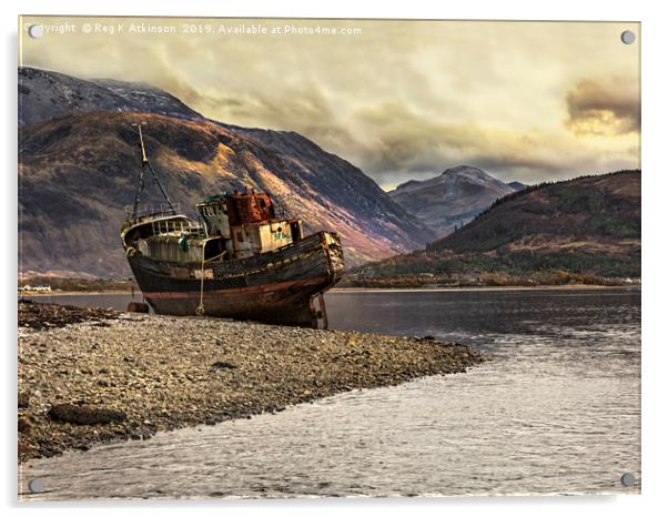 Corpach Wreck - Loch Linnhe Acrylic by Reg K Atkinson