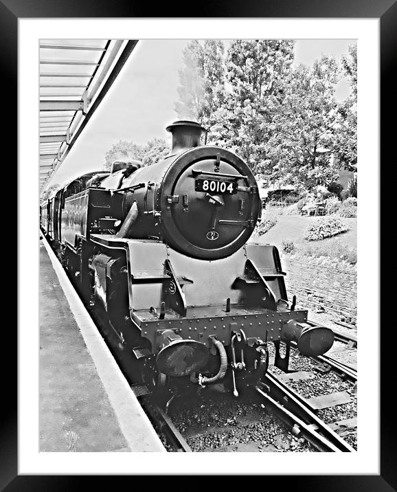 Swanage steam train in black and white  Framed Mounted Print by Hayley Jewell