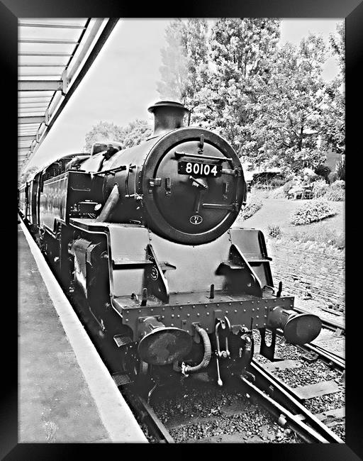 Swanage steam train in black and white  Framed Print by Hayley Jewell