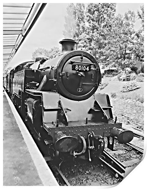 Swanage steam train in black and white  Print by Hayley Jewell