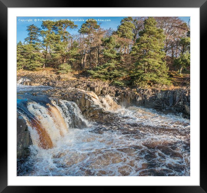 Winter Sun at Low Force Waterfall (1) Framed Mounted Print by Richard Laidler