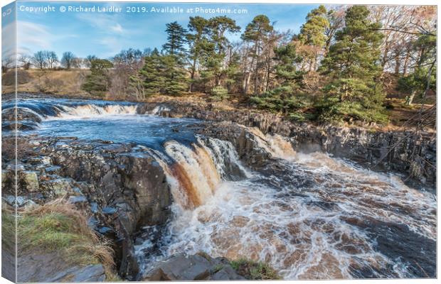 Winter Sun at Low Force Waterfall (2) Canvas Print by Richard Laidler