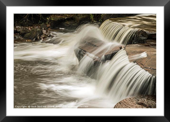 Waterfall on Taff Fechan River Brecon Beacons Framed Mounted Print by Nick Jenkins