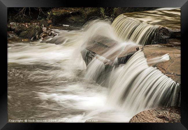 Waterfall on Taff Fechan River Brecon Beacons Framed Print by Nick Jenkins