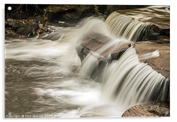 Waterfall on Taff Fechan River Brecon Beacons Acrylic by Nick Jenkins