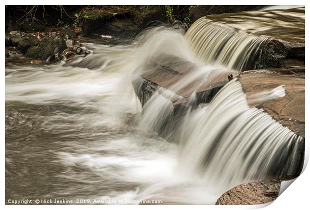Waterfall on Taff Fechan River Brecon Beacons Print by Nick Jenkins