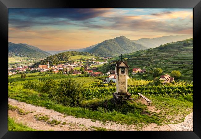 Wachau valley with the river Danube and town Spitz Framed Print by Sergey Fedoskin
