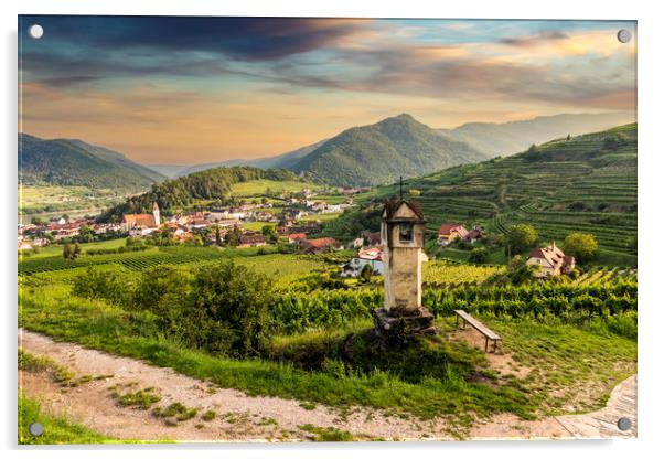 Wachau valley with the river Danube and town Spitz Acrylic by Sergey Fedoskin