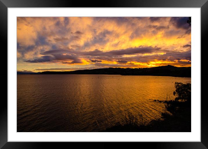 Lake Taupo Sunset Framed Mounted Print by Ian Homewood