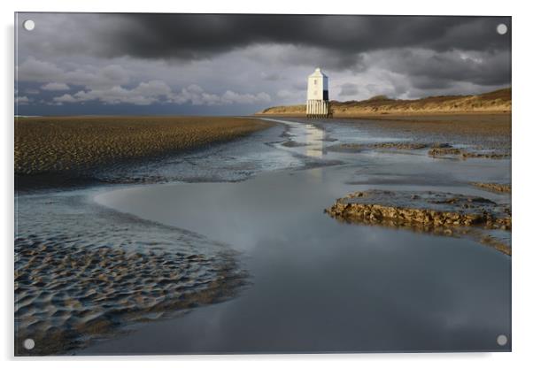 Burnham's Low Lighthouse Acrylic by David Neighbour