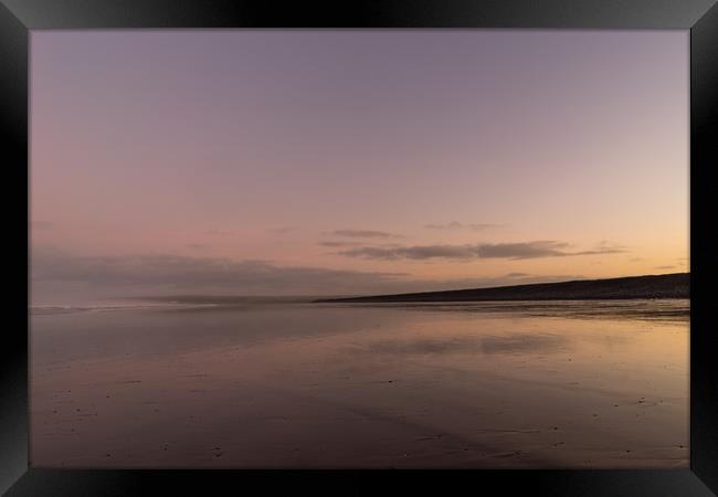 Sunrise on a deserted Westward Ho beach Framed Print by Tony Twyman