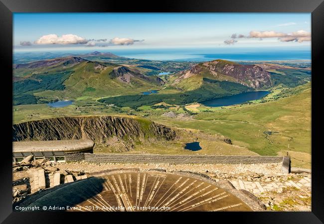 Snowdon Summit View Wales Framed Print by Adrian Evans