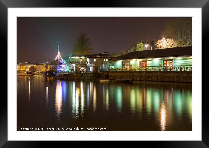 Bristol Harbour Lights Framed Mounted Print by Neil Parker