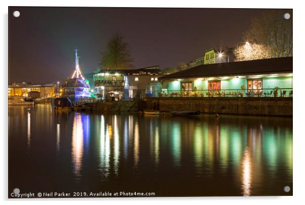 Bristol Harbour Lights Acrylic by Neil Parker