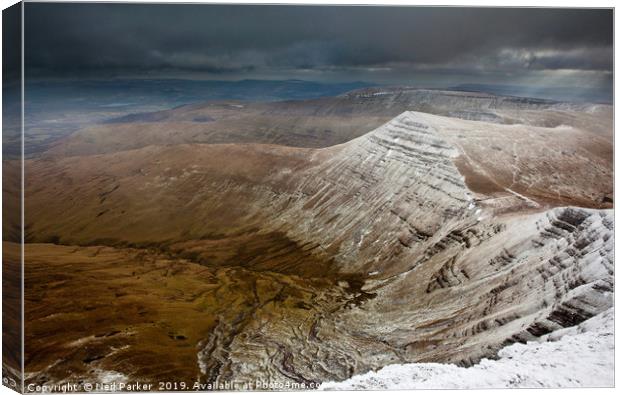 Dark clouds over Cribyn, Brecon Beacons Canvas Print by Neil Parker