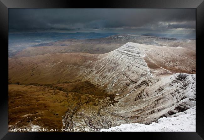 Dark clouds over Cribyn, Brecon Beacons Framed Print by Neil Parker